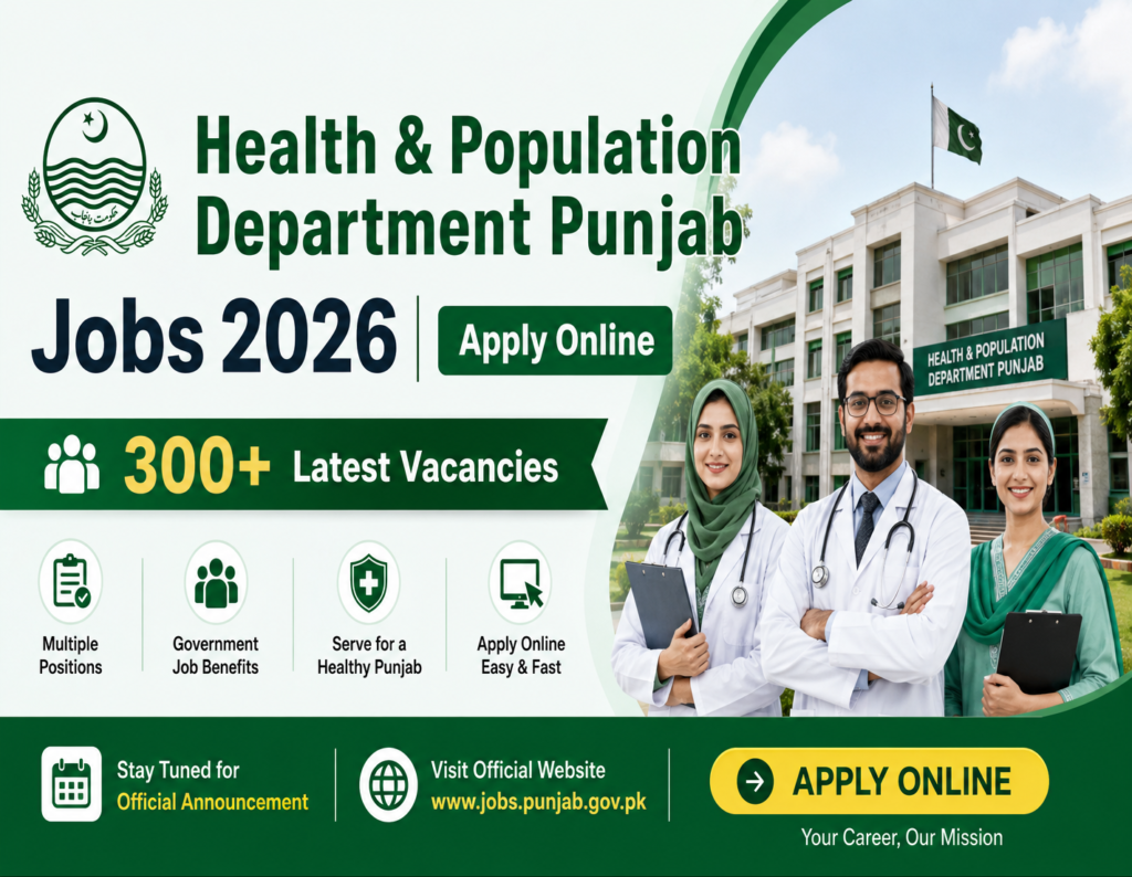 Health & Population Department Punjab Jobs 2026 – Apply Online | 300+ Latest Vacancies